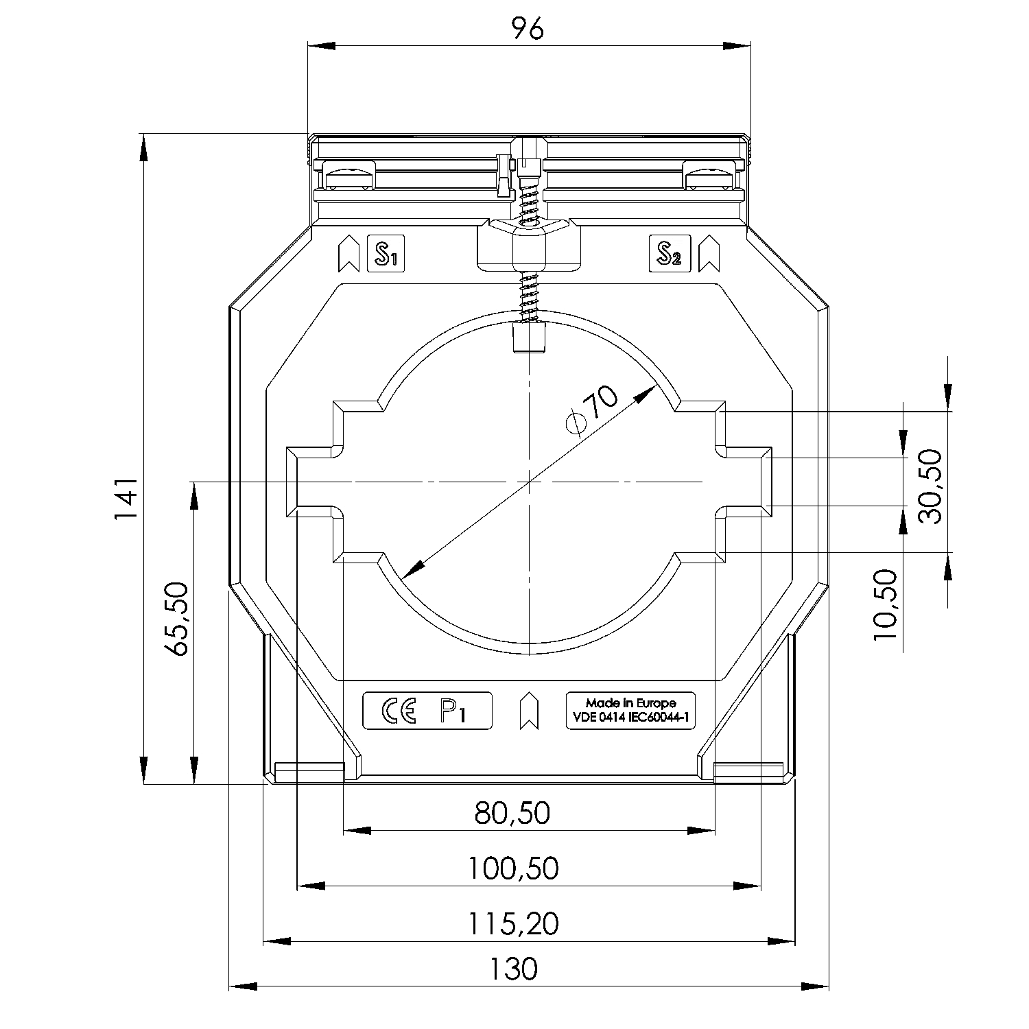 ASK 101.4 ASK plug-in current transformer, technical drawing 3