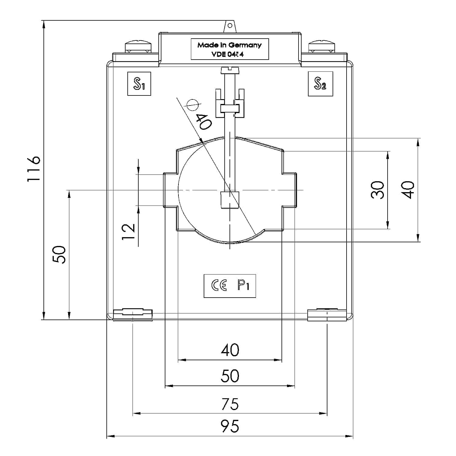 EASK51.6, EASK – Plug-on current transformer billing measurement, technical drawing 3
