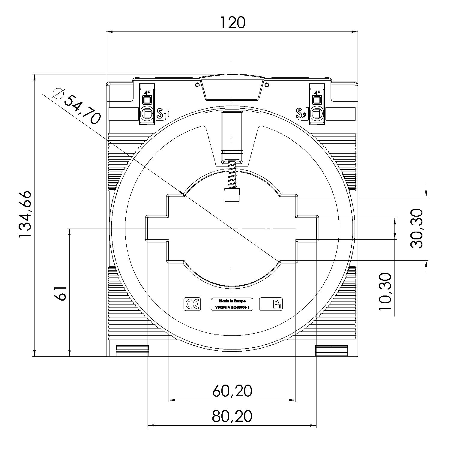 CTB 81.35, CTB – plug-in current transformer, technical drawing 3