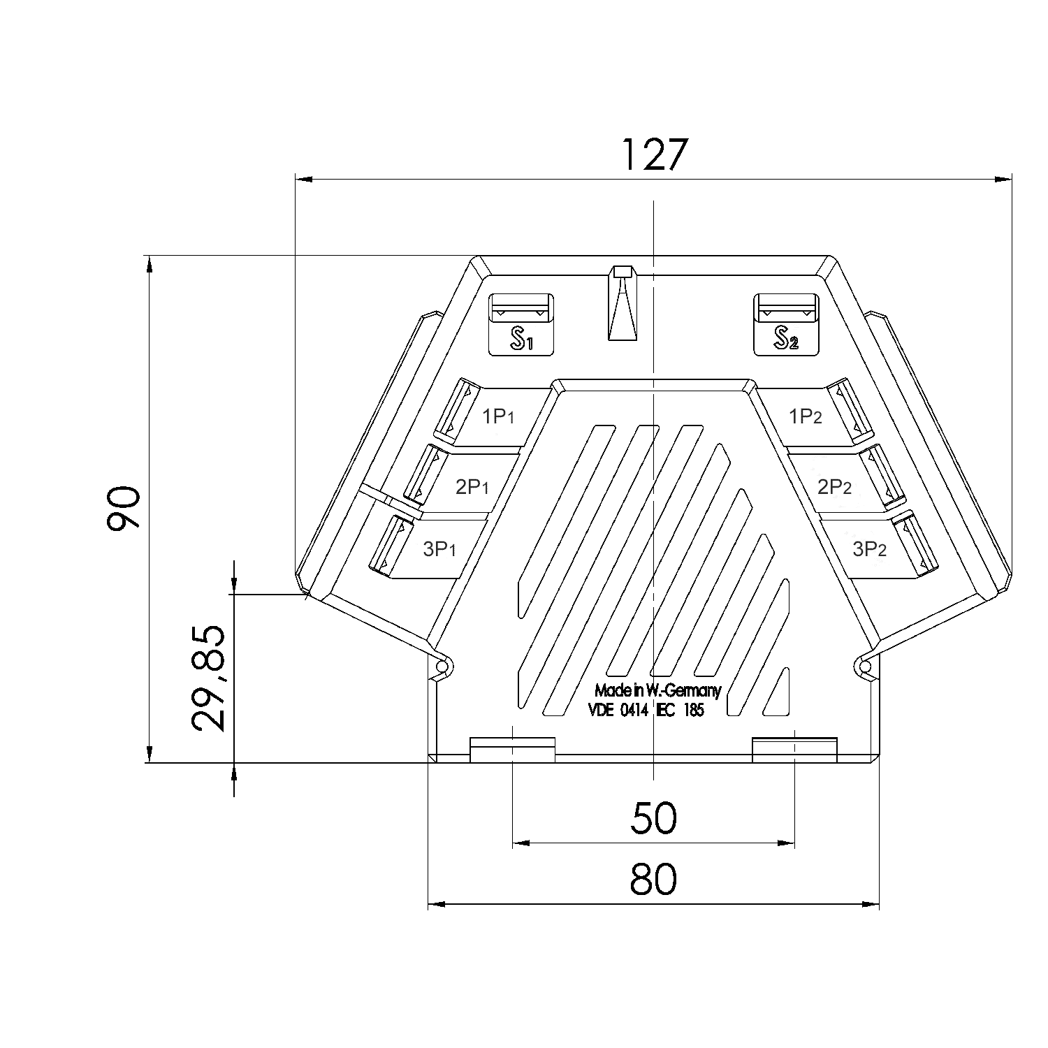 KSU 2 und KSU 3, KSU / SUSK – Summation current transformers, technical drawing 3