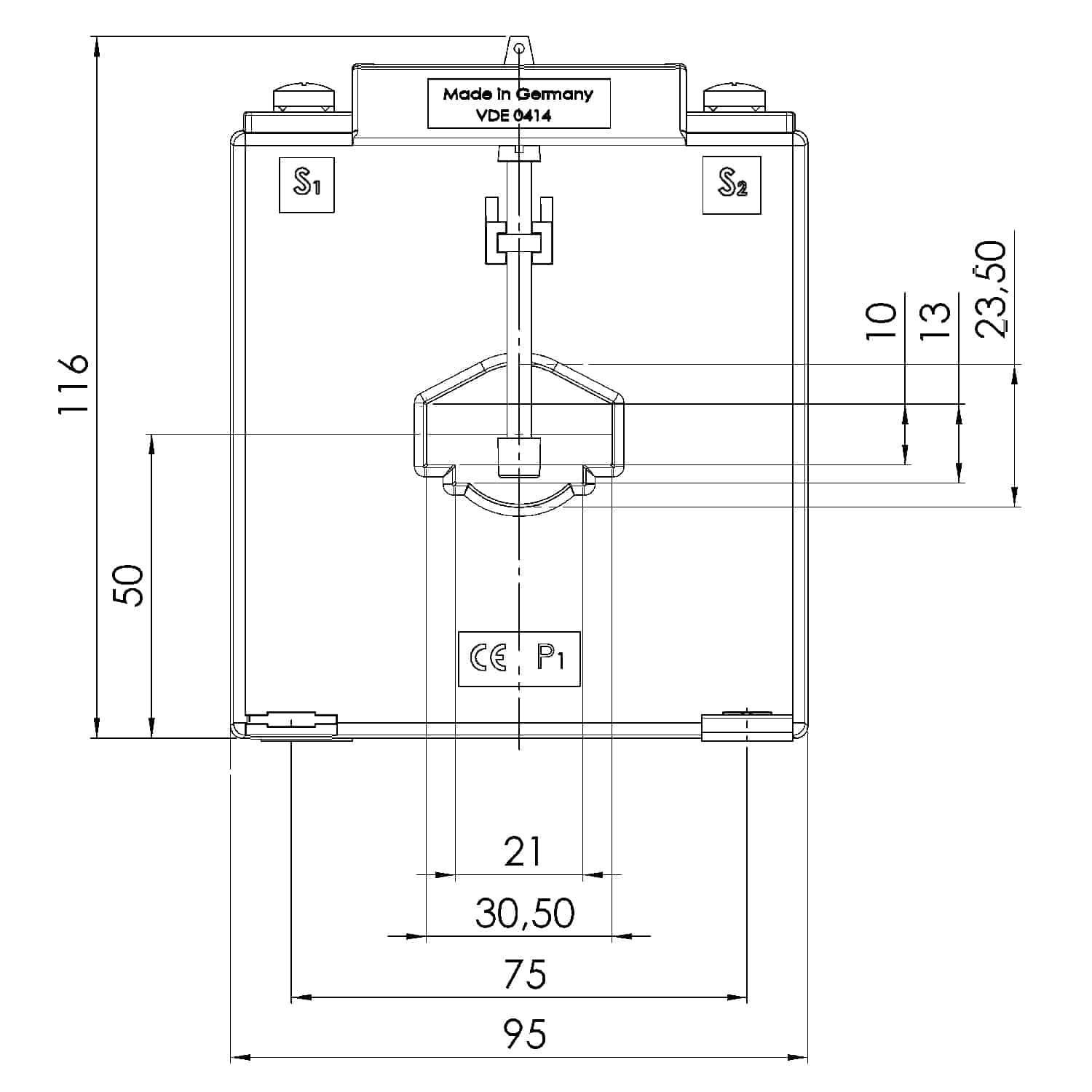 Aufsteckstromwandler ASK 31.6 Technische Zeichnung 3