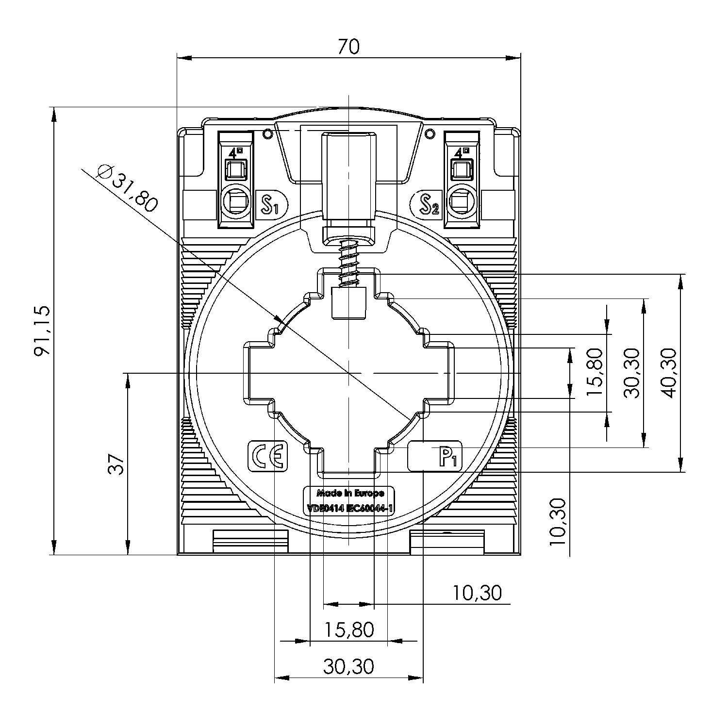 CTB - Stromwandler Serie, CTB 41.35 technische Zeichnung 3